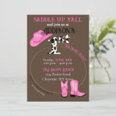 1. Geburtstag Saddle Up Cowgirl Boots Hat und Lass Einladung (Stehend Vorderseite)