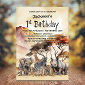 1. Geburtstag Safari Tiere Geburtstag Einladung