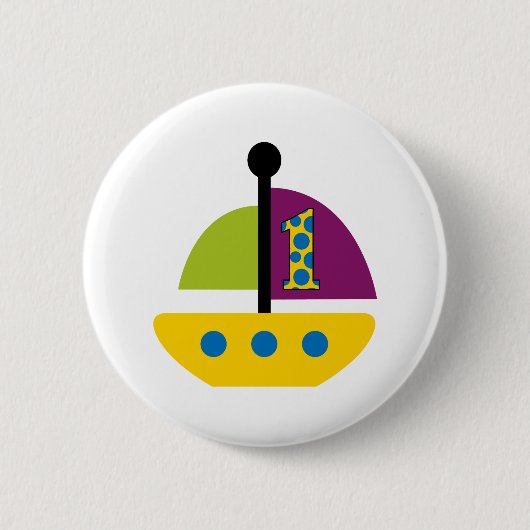 1. Geburtstag Sailboat Button (Vorderseite)
