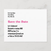 1. Geburtstag Save the Date Blau Weiß für BOY B4E1 Ankündigungspostkarte (Rückseite)