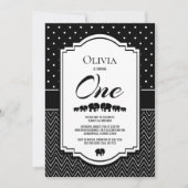 1. Geburtstag Schwarz-weißes Party Einladung (Vorderseite)
