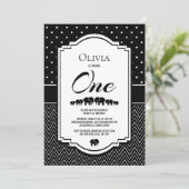 1. Geburtstag Schwarz-weißes Party Einladung (Stehend Vorderseite)