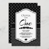 1. Geburtstag Schwarz-weißes Party Einladung (Vorne/Hinten)