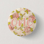 1. Geburtstag Shabby Chic Rose Hütte Floral Baby Button (Vorderseite)