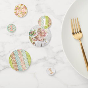 1. Geburtstag Shabby Chic Rose Rustikales Holz Flo Konfetti