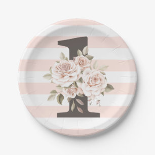 1. Geburtstag Shabby Chic Rosen Blumenparty des Ba Pappteller