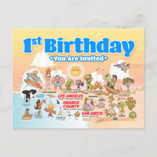 1. Geburtstag SoCal Einladungspostkarte
