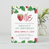 1. Geburtstag Sommer Erdbeere Berry Sweet Einladung (Stehend Vorderseite)