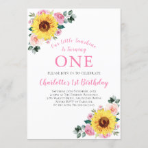 1. Geburtstag Sonnenblume Rosa Blüte Eins