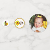 1. Geburtstag Sonnenblume Rustikales Holz 1 Foto Konfetti (Vorderseiten)