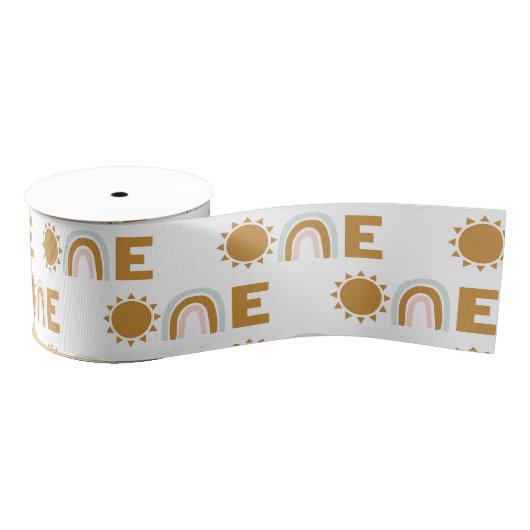 1. Geburtstag Sonnenschein und Regenbogen Ripsband (Spule)