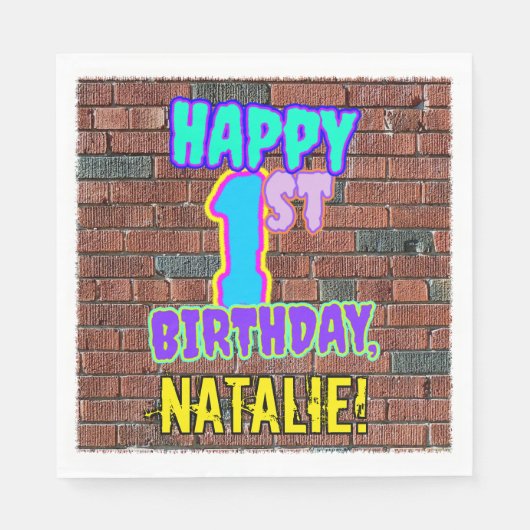 1. Geburtstag ~ Spaß, Urban Graffiti Inspirierter  Serviette (Vorderseite)