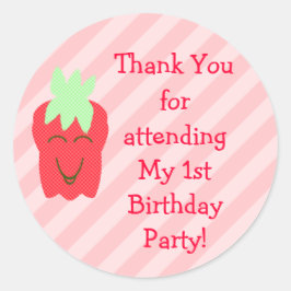1. Geburtstag Strawberry Danke Stickers