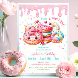 1. Geburtstag Sweet One Niedlich Donut Pink Girl Einladung