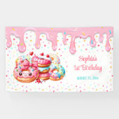 1. Geburtstag Sweet One Niedlich Donut Pink Girl P Banner (Horizontal)