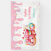 1. Geburtstag Sweet One Niedlich Donut Pink Girl P Banner (Vertikal)