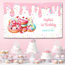 1. Geburtstag Sweet One Niedlich Donut Pink Girl P Banner