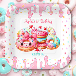 1. Geburtstag Sweet One Niedlich Donut Pink Girl S Pappteller