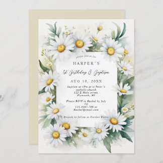 1. Geburtstag Taufe daisme Blume Einladung