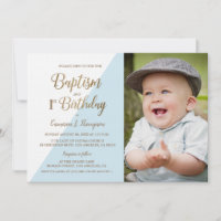 1. Geburtstag Taufe Foto Blue Gold Glitte Custom