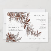 1. Geburtstag Taufe Rosa Aquarellblüte Einladung (Vorderseite)