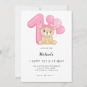 1. Geburtstag, Teddy Bear Einladung (Vorderseite)