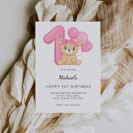 1. Geburtstag, Teddy Bear Einladung