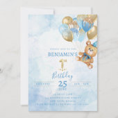 1. Geburtstag Teddy Bear Geburtstag Einladung (Vorderseite)