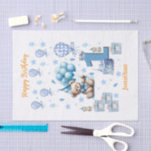1. Geburtstag Teddybär Blau Seidenpapier (Handwerk)