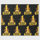 1. Geburtstag Thema "Boy Construction" Geschenkpapier (Flach)