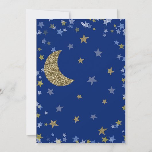 1. Geburtstag Twinkle Little Star Gold Boy Einladung (Rückseite)