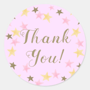 1. Geburtstag Twinkle Little Star Pink Girl Runder Aufkleber