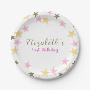 1. Geburtstag Twinkle Little Star Pink Gold Girl Pappteller