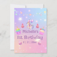 1. Geburtstag unicorns cupcakes Girl-Fun-Karte