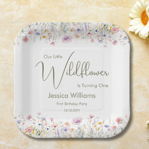 1. Geburtstag Unsere kleine Wildblume verwandelt s Pappteller
