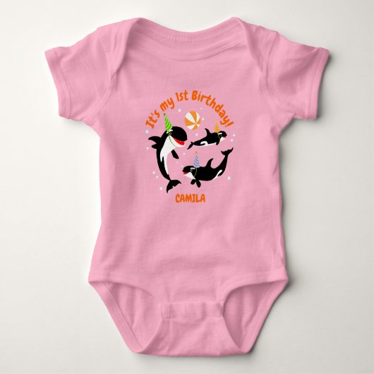 1. Geburtstag unter dem Mädelmädchen Baby Strampler (Vorderseite)