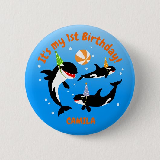 1. Geburtstag unter dem Mädelmädchen Button (Vorderseite)