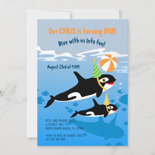 1. Geburtstag unter dem Party des Orcafaljungen Einladung (Vorderseite)