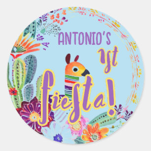 1. Geburtstag von Fiesta für BOY Folkart Floral Be Runder Aufkleber