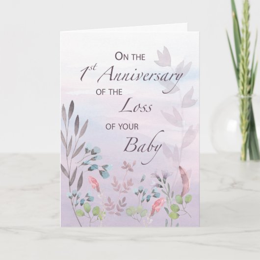 1. Geburtstag von Loss Watercolor Florals Karte (Vorderseite)