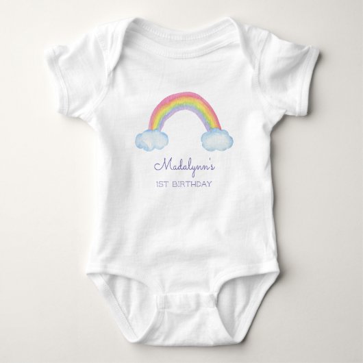 1. Geburtstag Wasserfarbe Regenbogen Baby Strampler (Vorderseite)