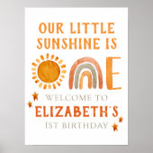 1. Geburtstag Wasserfarbe Regenbogen und Sonne Wil Poster (Vorne)