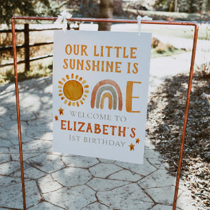 1. Geburtstag Wasserfarbe Regenbogen und Sonne Wil Poster