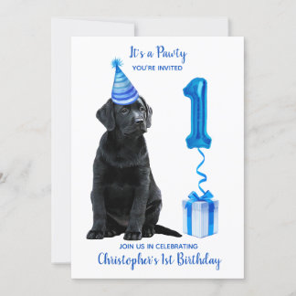 1. Geburtstag Welpe Thema Pawty - Niedlicher Hund Einladung