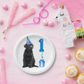 1. Geburtstag Welpenthema - Niedlicher Hund Blue P Pappteller (Party)