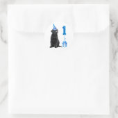 1. Geburtstag Welpenthema - Niedlicher Hund Blue P Runder Aufkleber (Tasche)