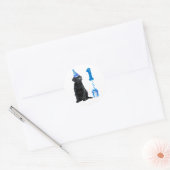 1. Geburtstag Welpenthema - Niedlicher Hund Blue P Runder Aufkleber (Umschlag)