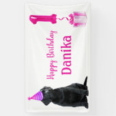 1. Geburtstag Welpenthema - Niedlicher Hund Pink G Banner (Vertikal)
