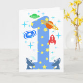 1. Geburtstag Weltraumjunge Geburtstag Karte (Gelbe Blume)