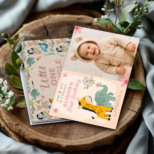 1. Geburtstag Wild ein Party mit Baby-Foto Einladung